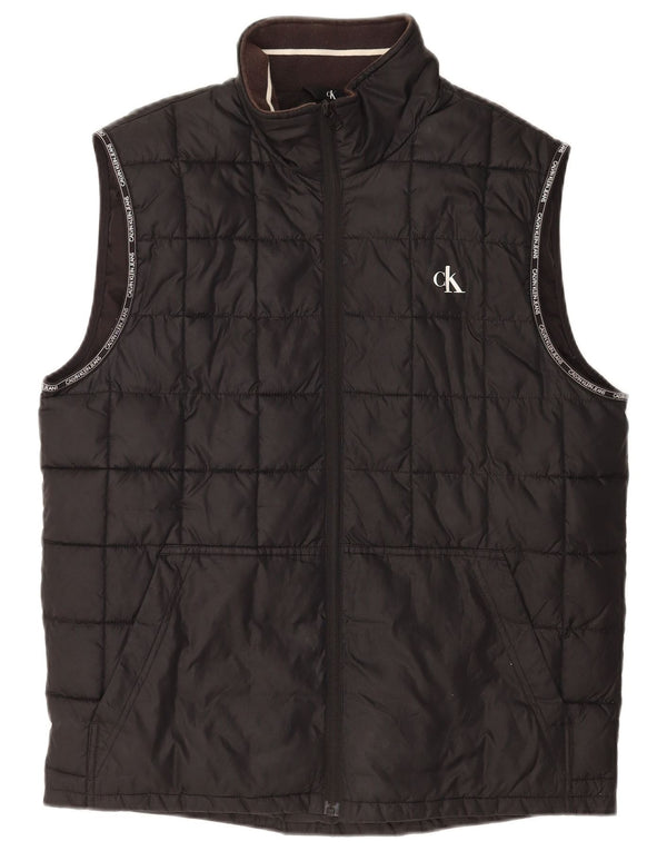 Calvin Klein Jeans Masculino Gráfico Acolchoado Gilet UK 40 Grande Poliéster Preto