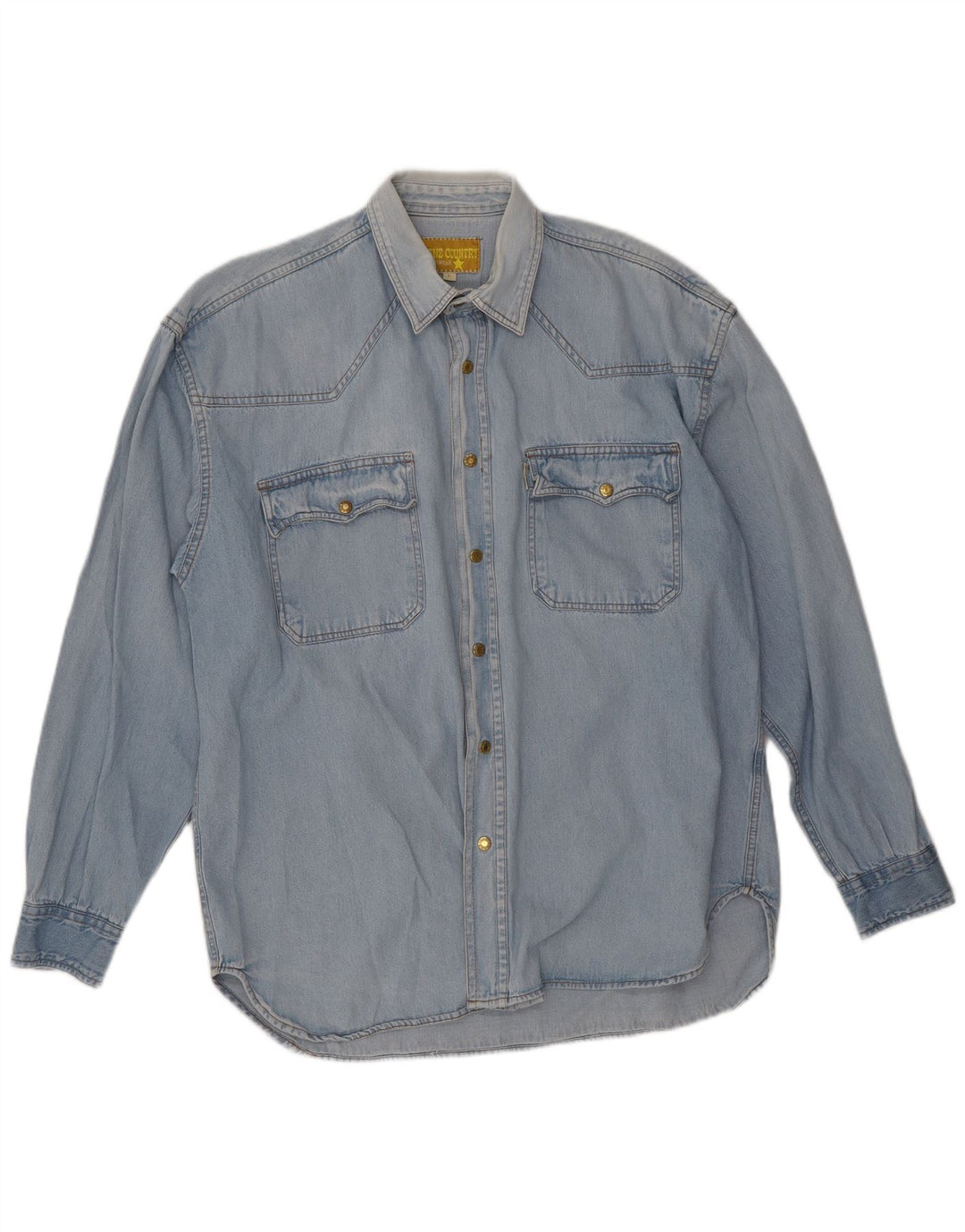 Camisa jeans masculina vintage grande azul