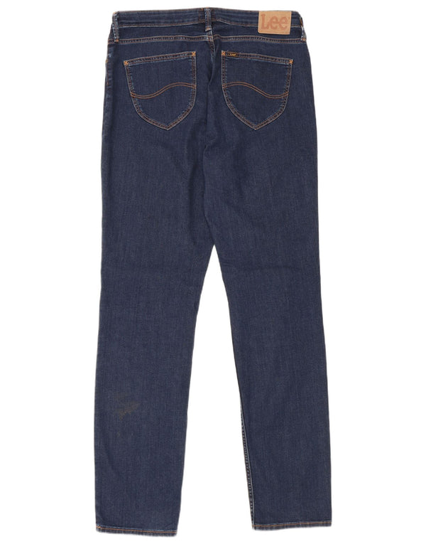 Lee Womens Marion Straight Jeans W32 L33 Azul Marinho Algodão