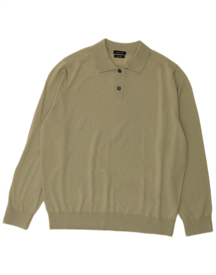 Suéter masculino Massimo Dutti com gola polo e lã verde XL