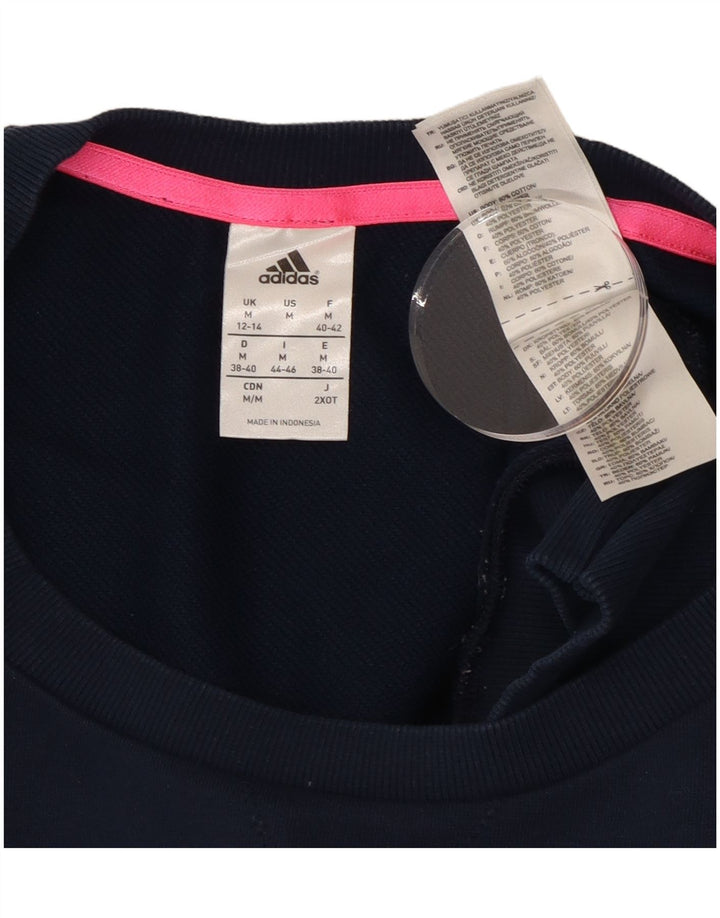 Adidas Feminino Climalite Graphic Moletom Jumper Reino Unido 12/14 Médio Azul Marinho