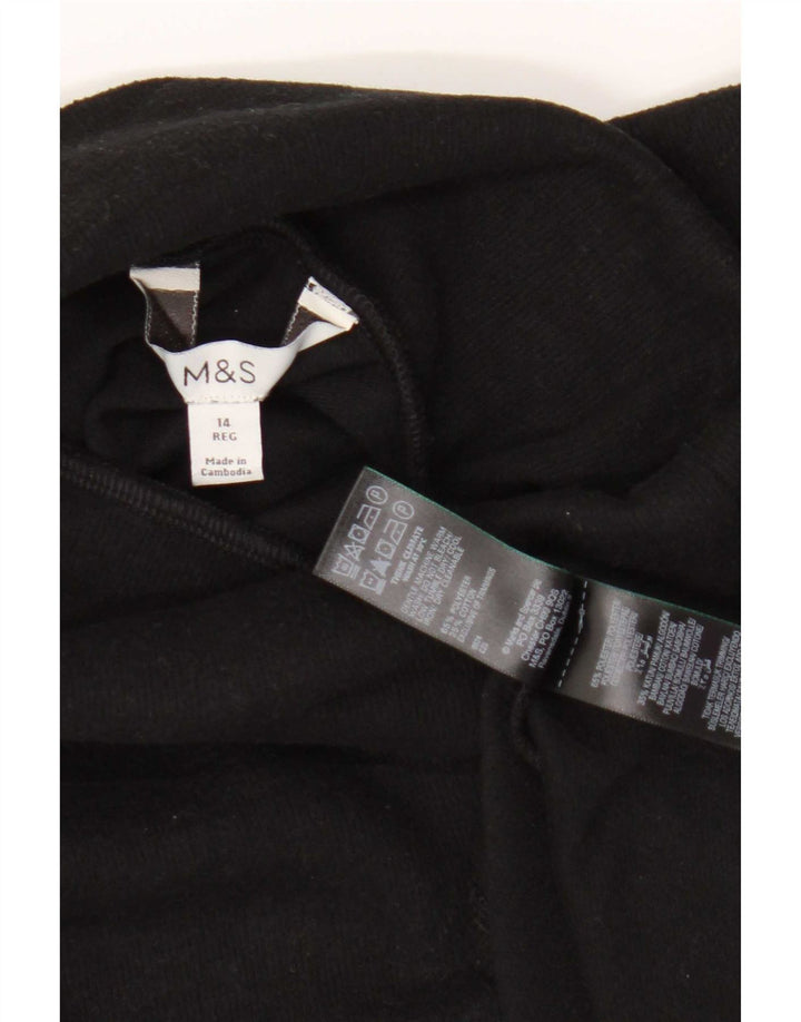 Vestido suéter feminino de manga comprida Marks & Spencer Reino Unido 14 grande poliéster preto