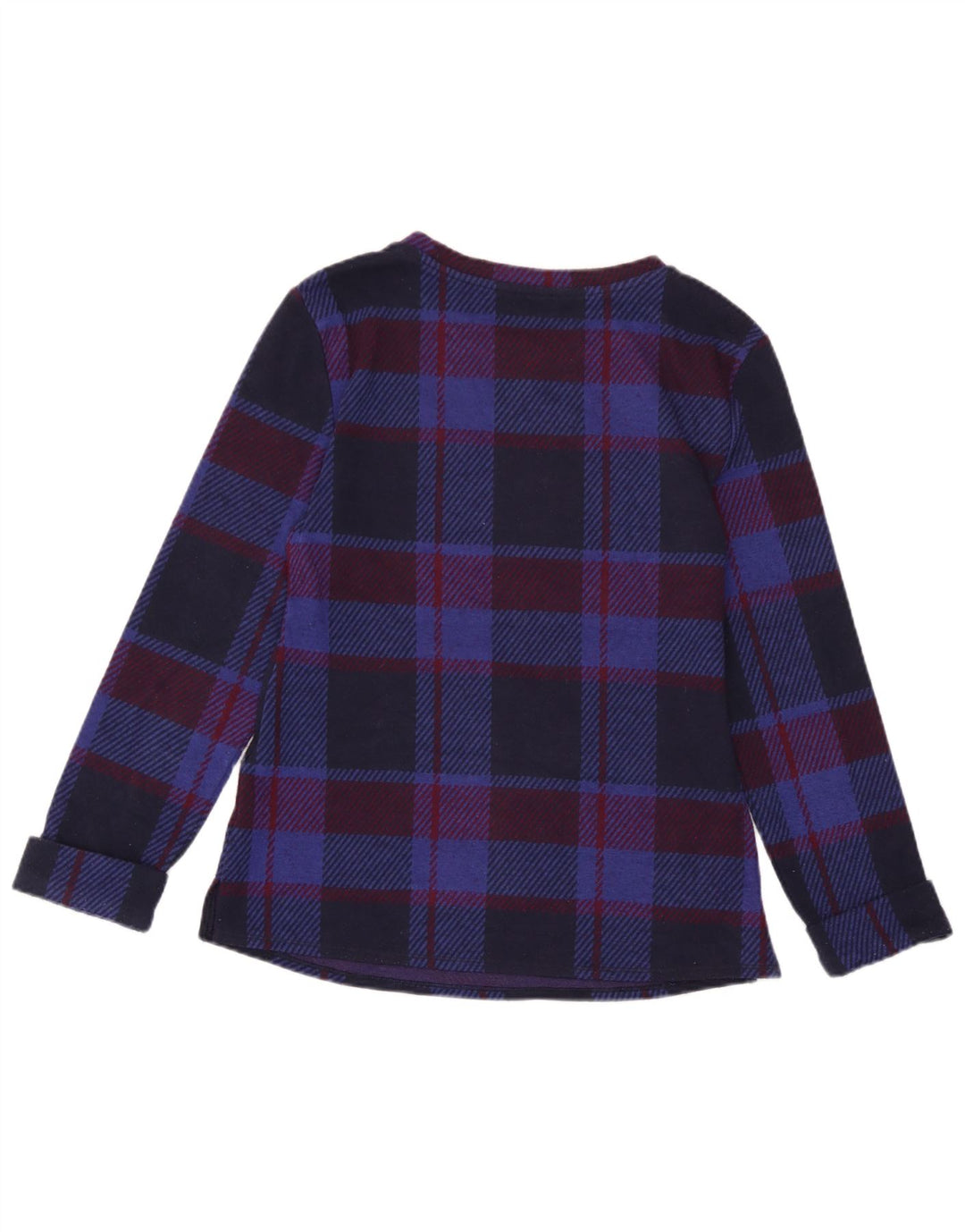 Top feminino Marks & Spencer de manga comprida UK 6 XS azul marinho poliéster xadrez