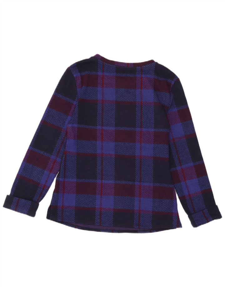 Top feminino Marks & Spencer de manga comprida UK 6 XS azul marinho poliéster xadrez