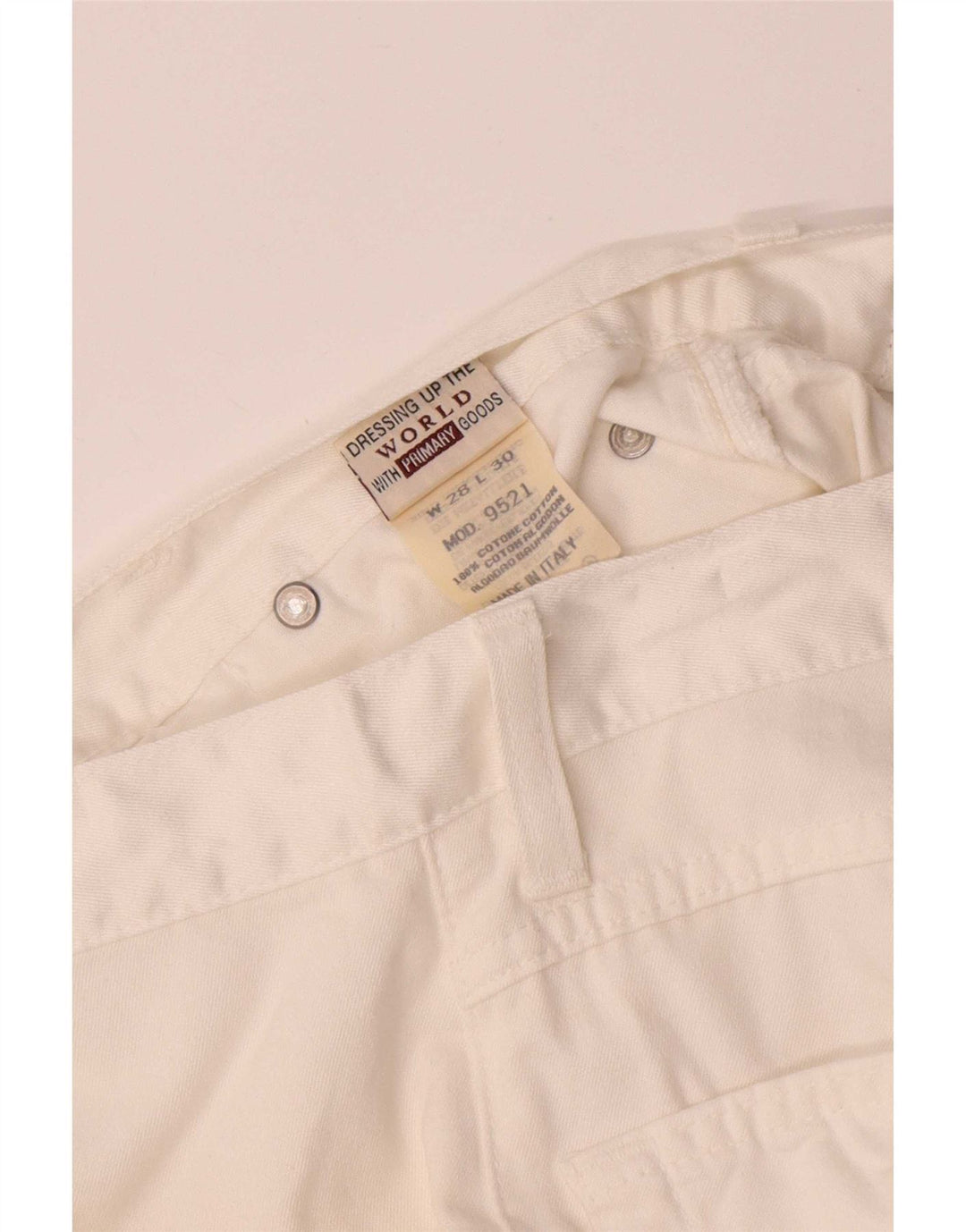 Rifle feminino reto jeans W28 L30 algodão branco