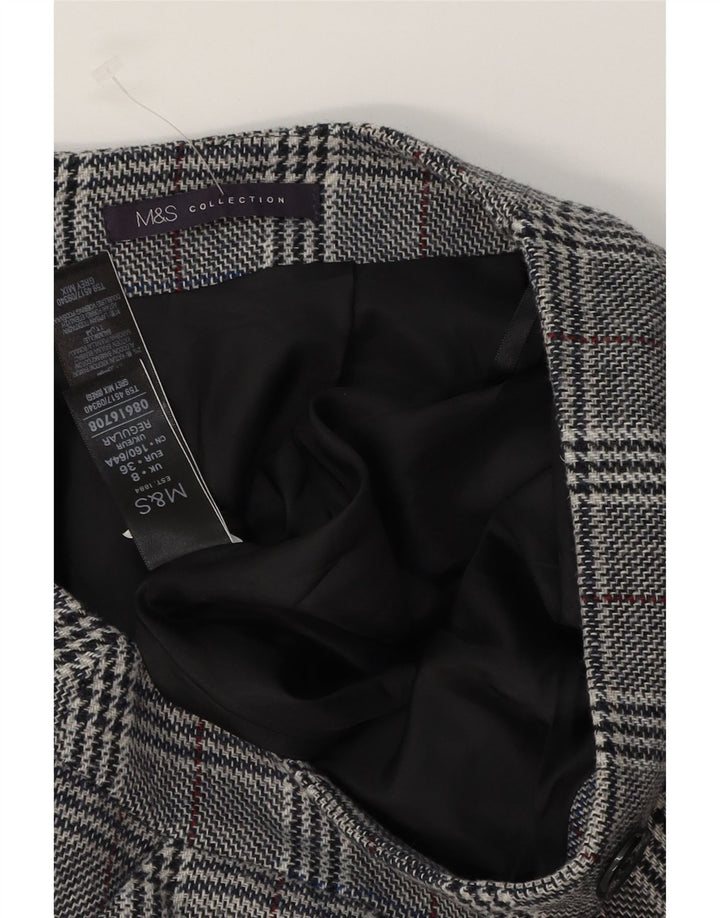 Minissaia feminina Marks & Spencer Reino Unido 8 pequena W28 cinza houndstooth acrílico