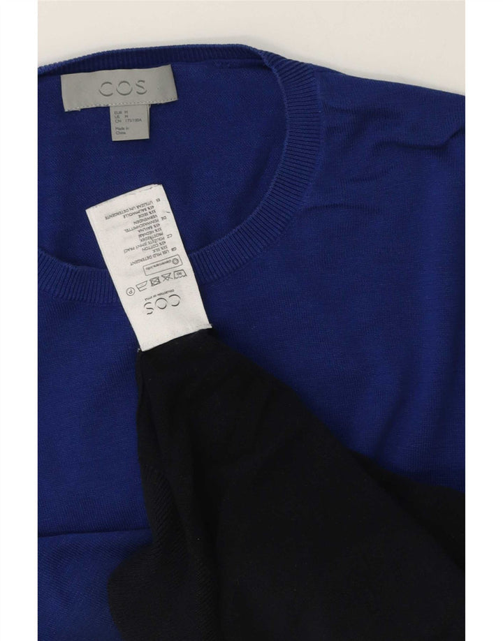 Suéter masculino Cos com gola redonda e seda colorblock azul médio