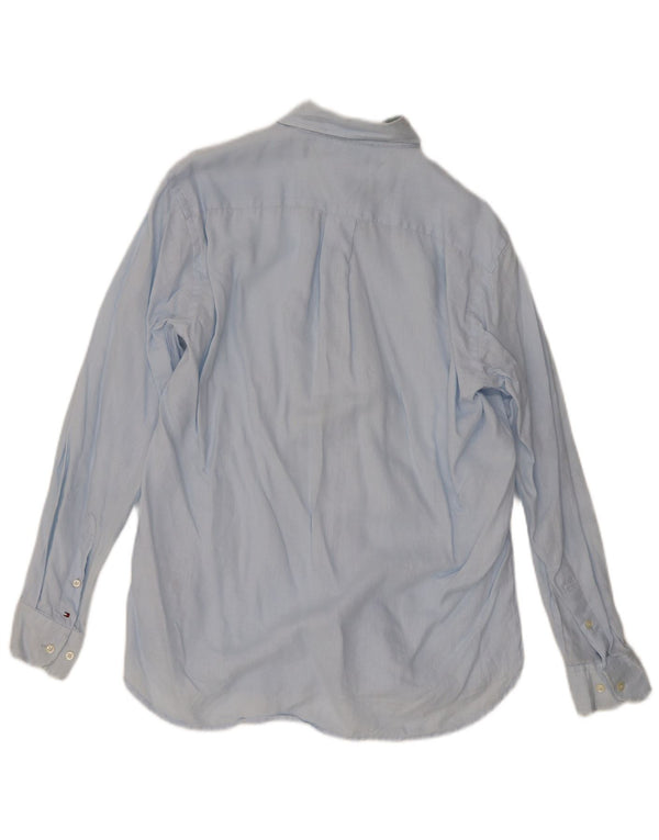 Camisa masculina Tommy Hilfiger pequena linho azul