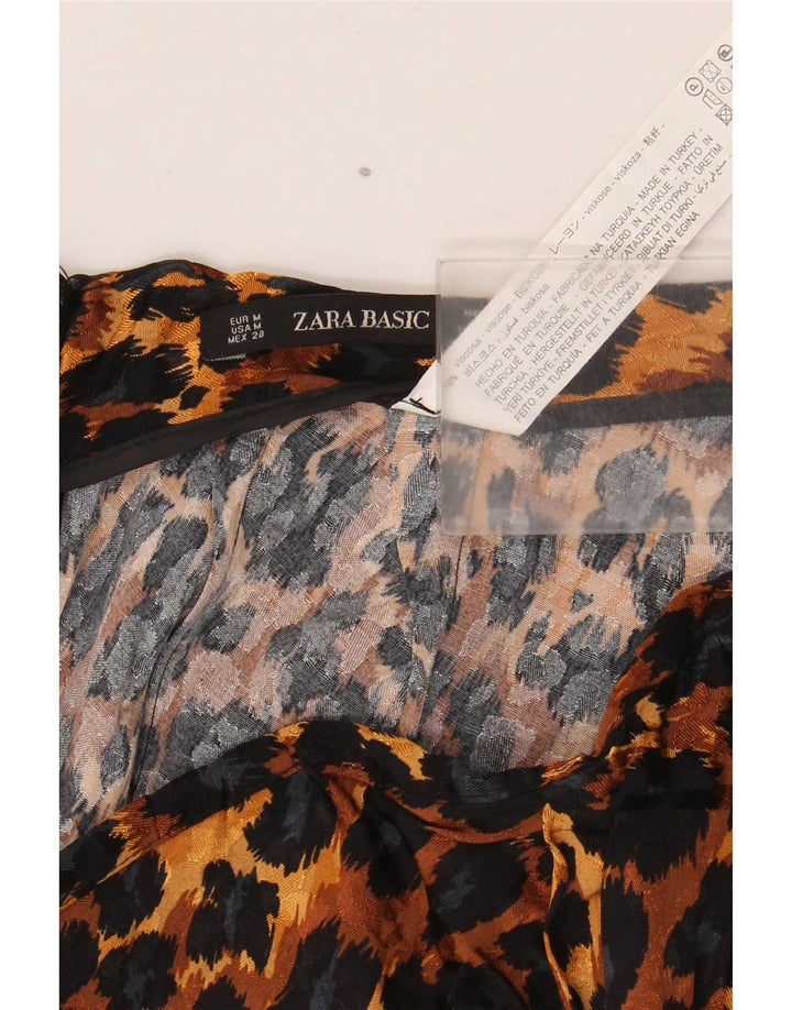 Zara Saia assimétrica feminina média W28 marrom animal print viscose