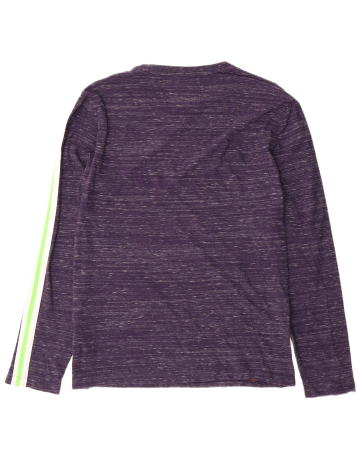 Top masculino Superdry manga comprida grande algodão manchado azul marinho