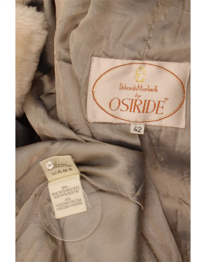 Sobretudo feminino vintage de pele sintética oversized IT 42 acetato bege médio