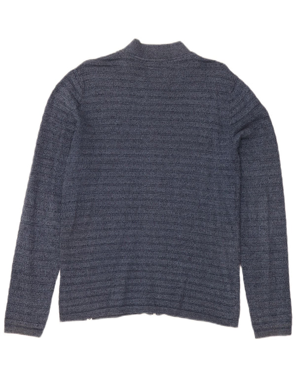 Suéter cardigã masculino Jack & Jones pequeno listrado azul marinho
