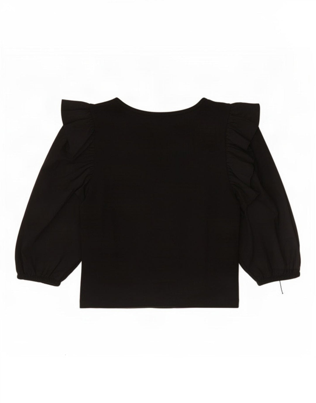 Zara Top feminino manga 3/4 UK 12 algodão preto médio