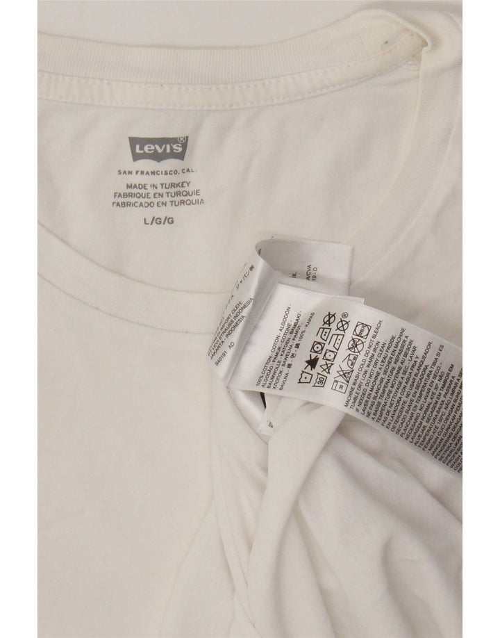 Camiseta gráfica masculina Levi's Top grande de algodão listrado branco