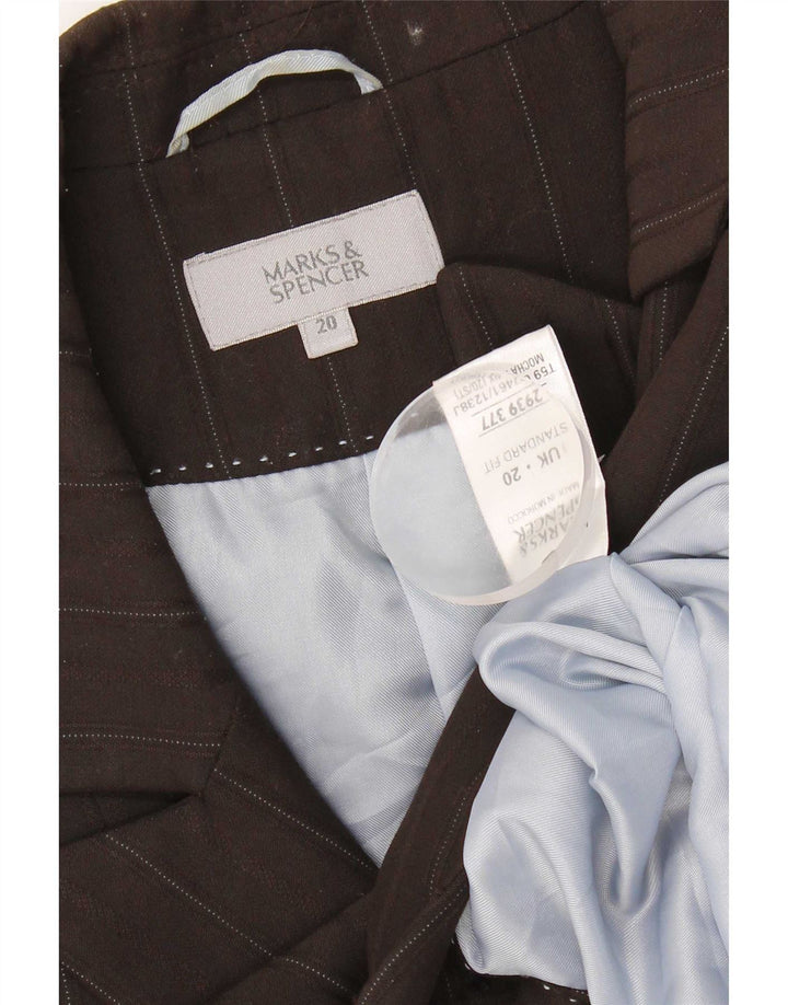 Sobretudo feminino Marks & Spencer UK 20 2XL poliéster listrado marrom