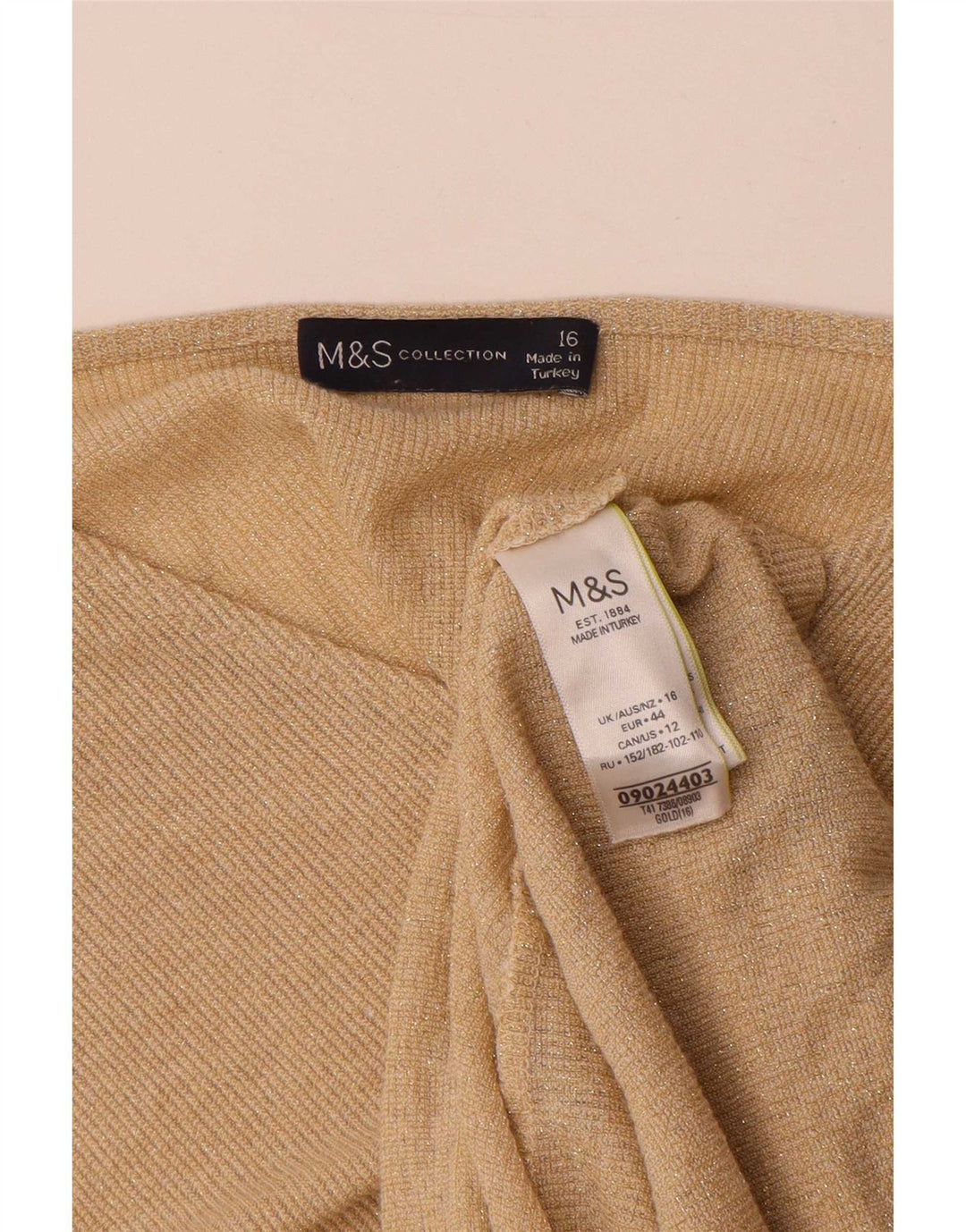 Blusa feminina Batwing Marks & Spencer Reino Unido 16 grande viscose dourada