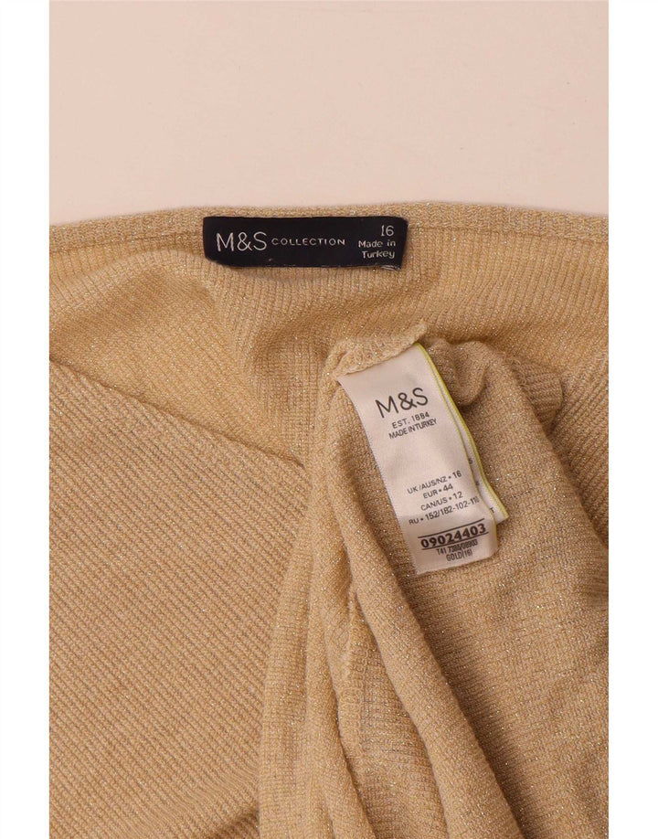 Blusa feminina Batwing Marks & Spencer Reino Unido 16 grande viscose dourada