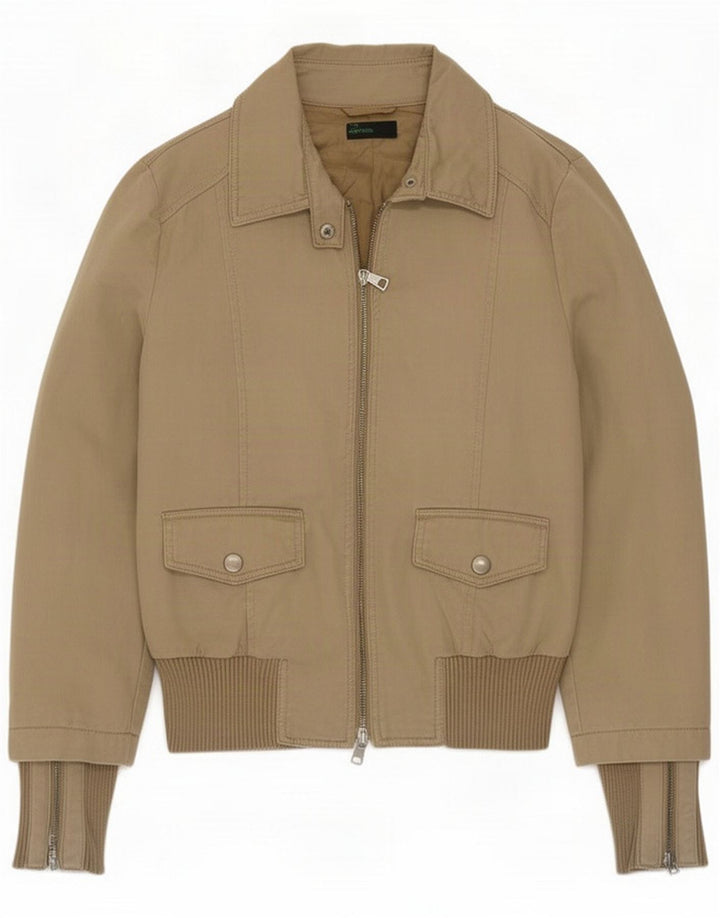 Jaqueta bomber feminina Benetton IT 44 algodão colorblock bege médio
