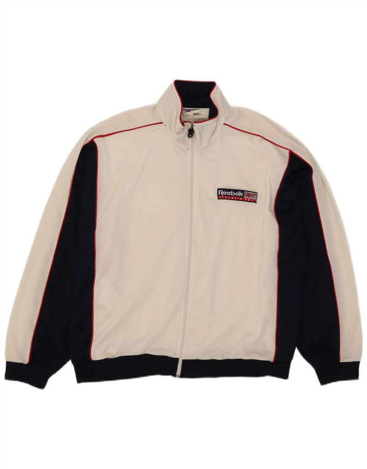 Reebok Mens Tracksuit Top Jacket Grande Branco Colorblock Poliéster