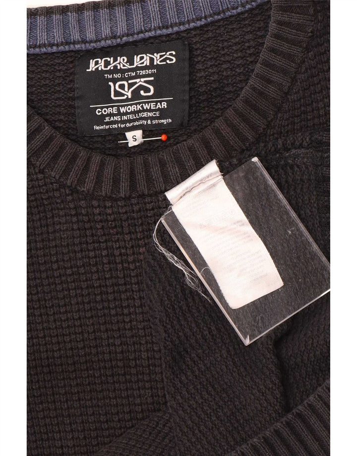 Suéter masculino Jack & Jones com gola redonda, pequeno algodão preto