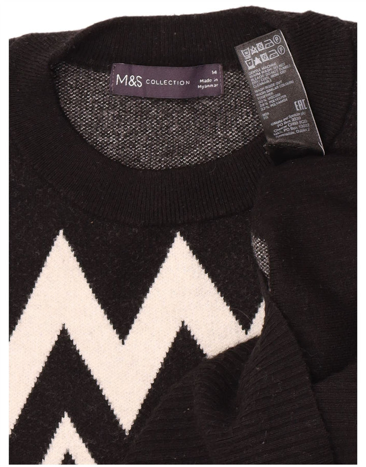 Suéter feminino Marks & Spencer com gola redonda Reino Unido 14 médio preto
