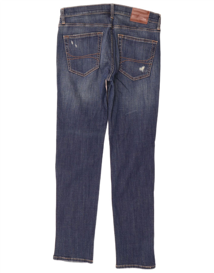 HOLLISTER Calça jeans masculina desgastada W33 L32 azul algodão