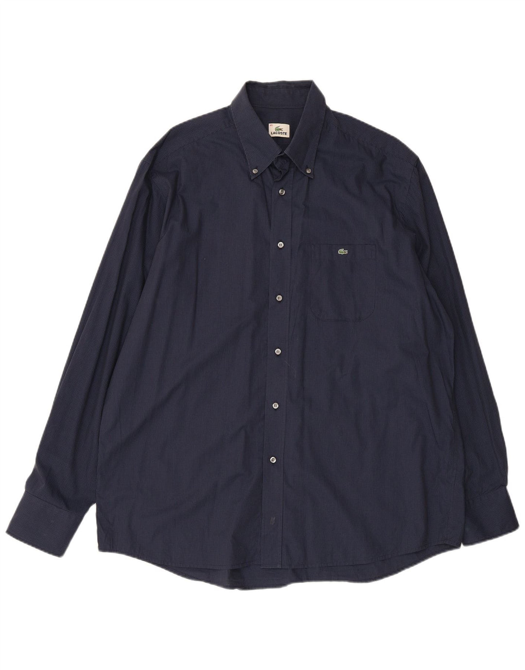 Camisa masculina LACOSTE tamanho 45 XL algodão xadrez azul marinho