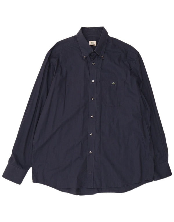 Camisa masculina LACOSTE tamanho 45 XL algodão xadrez azul marinho