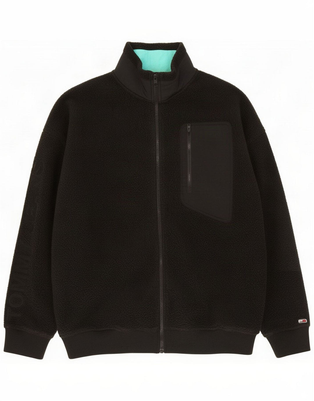 Tommy Hilfiger Mens Graphic Fleece Jacket UK 40 Grande Poliéster Preto