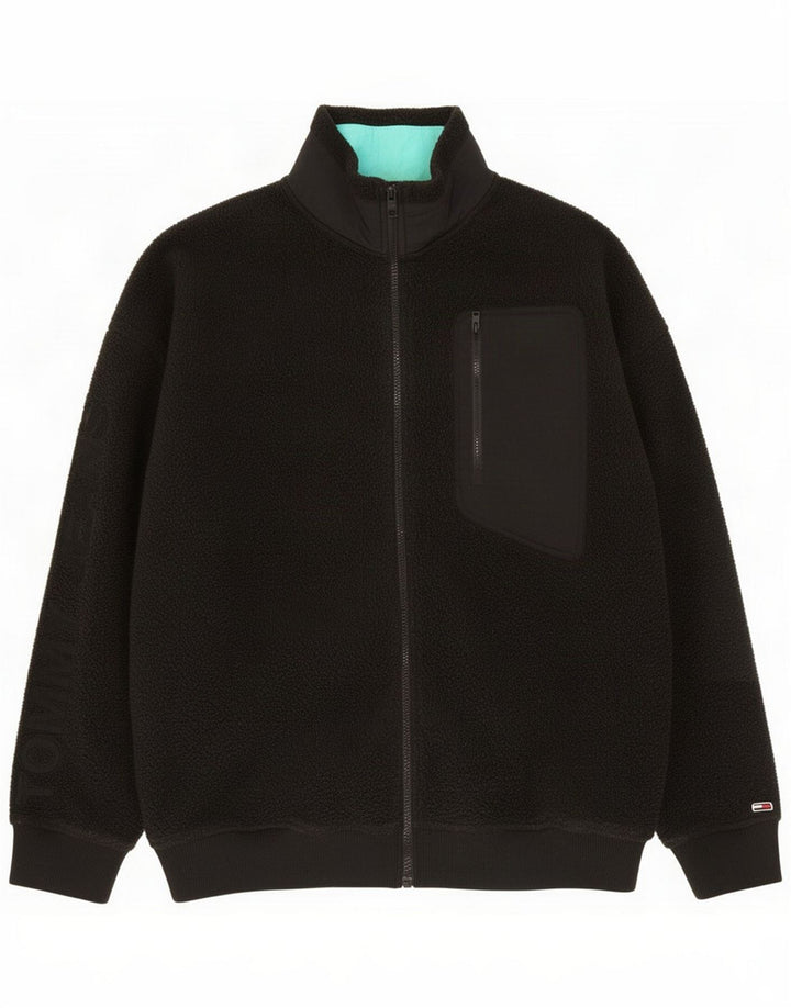 Tommy Hilfiger Mens Graphic Fleece Jacket UK 40 Grande Poliéster Preto
