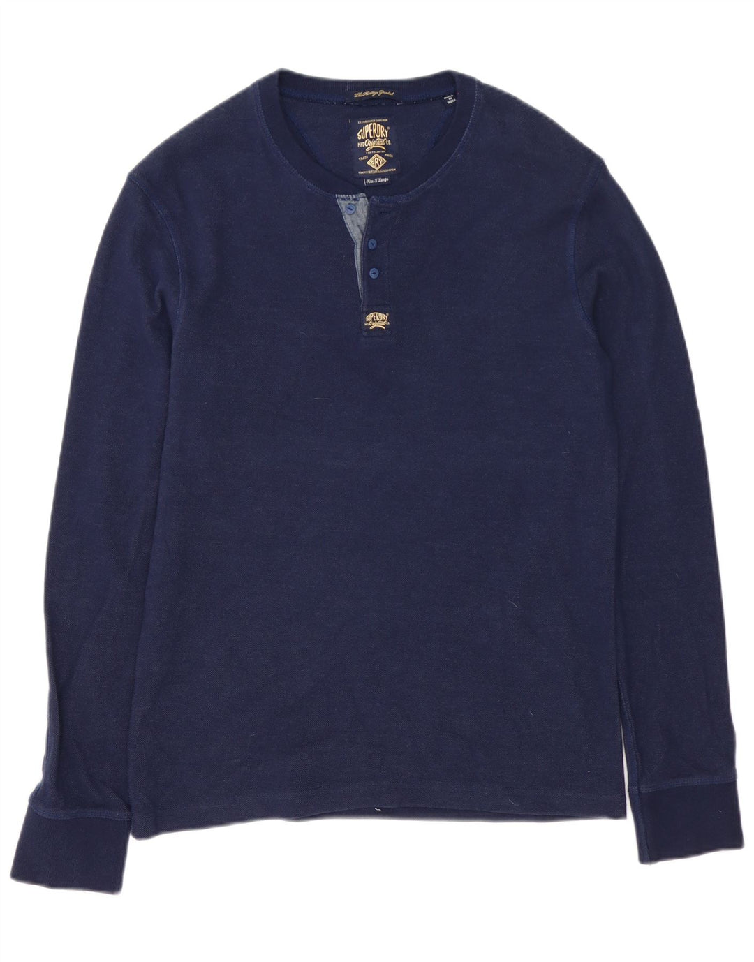 Top masculino Superdry manga comprida XL azul marinho