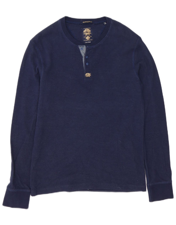 Top masculino Superdry manga comprida XL azul marinho