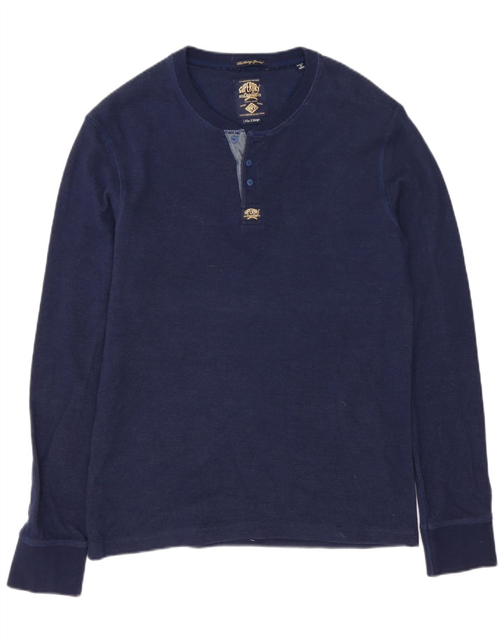Top masculino Superdry manga comprida XL azul marinho
