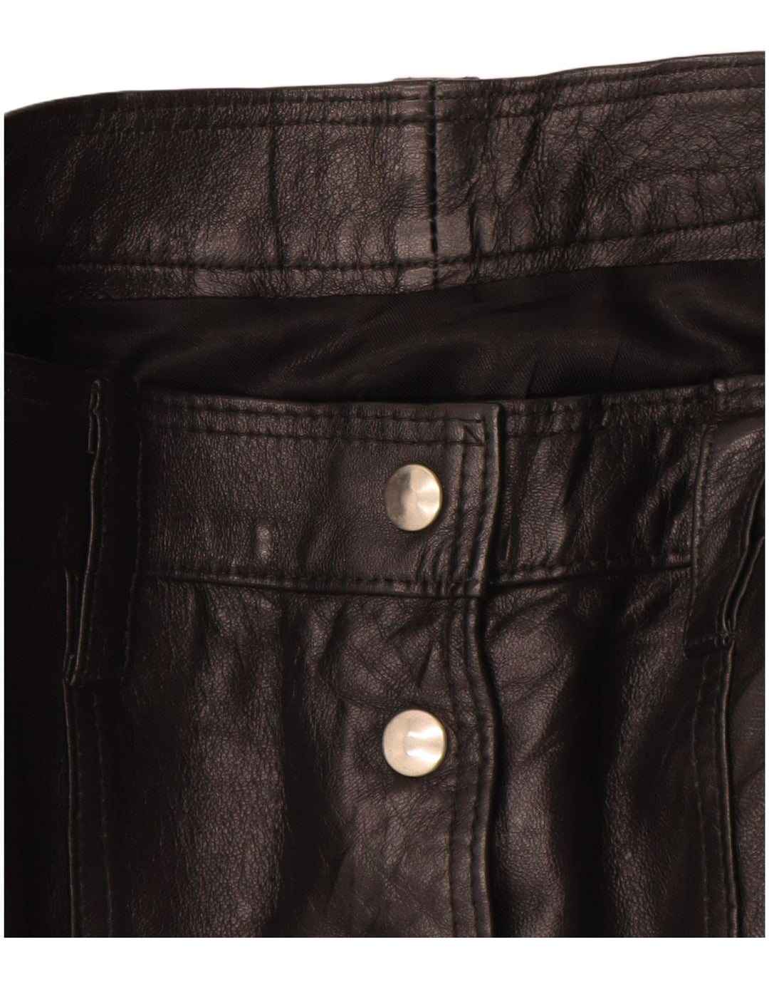 Mini saia de couro feminina vintage W26 pequena preta