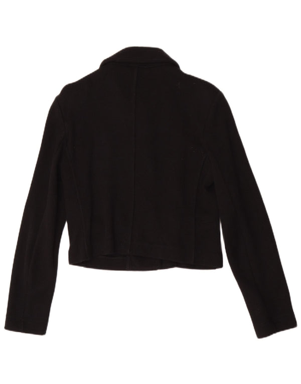 Suéter feminino Whistles Crop Cardigan UK 10 pequeno algodão preto