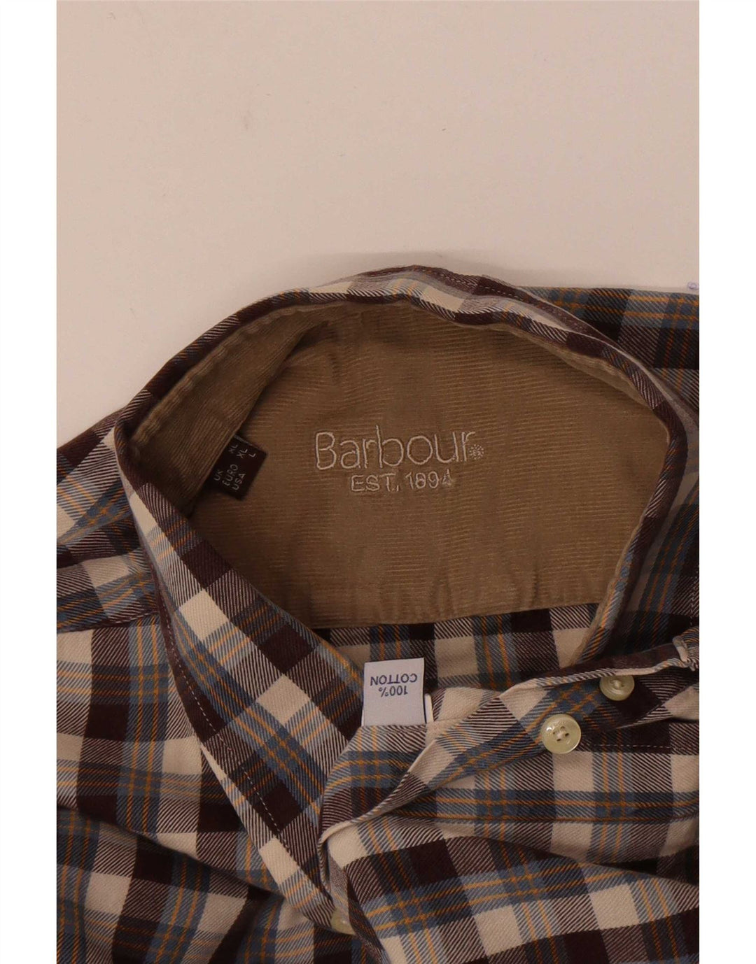 Camisa masculina de flanela Barbour grande algodão xadrez marrom