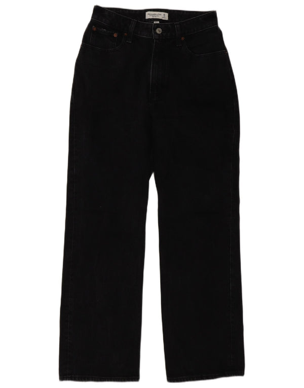 Calça jeans feminina curva de cintura alta Abercrombie & Fitch US 2 XS W26 L30 cinza anos 90