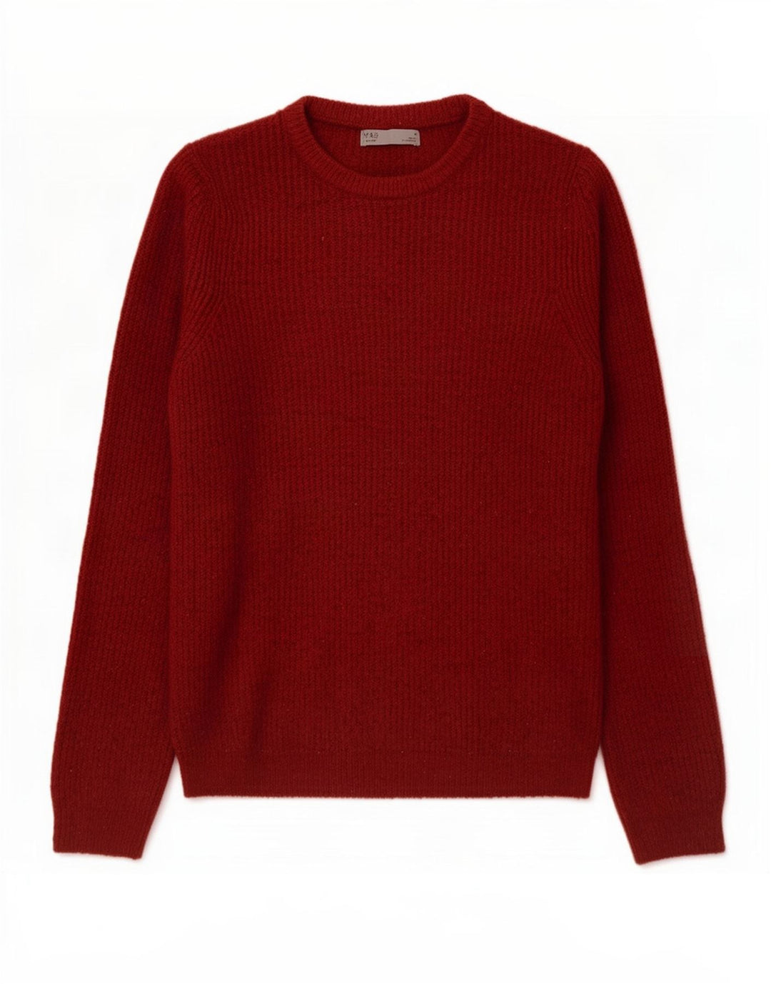 Suéter masculino Marks & Spencer com gola redonda, acrílico médio vinho