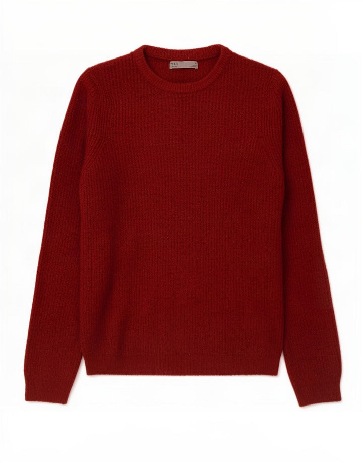 Suéter masculino Marks & Spencer com gola redonda, acrílico médio vinho