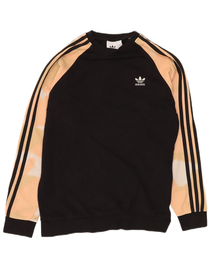 ADIDAS Mens Moletom Jumper Médio Preto Tie Dye Algodão