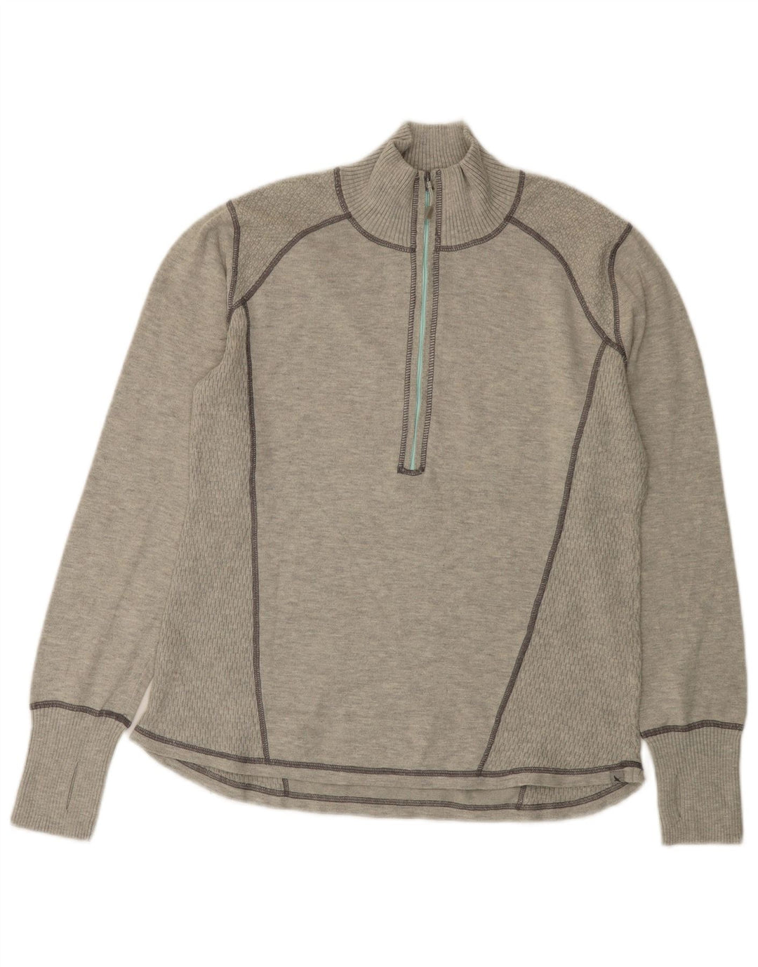 EDDIE BAUER Suéter feminino com zíper e gola em poliéster UK 18 XL cinza poliéster