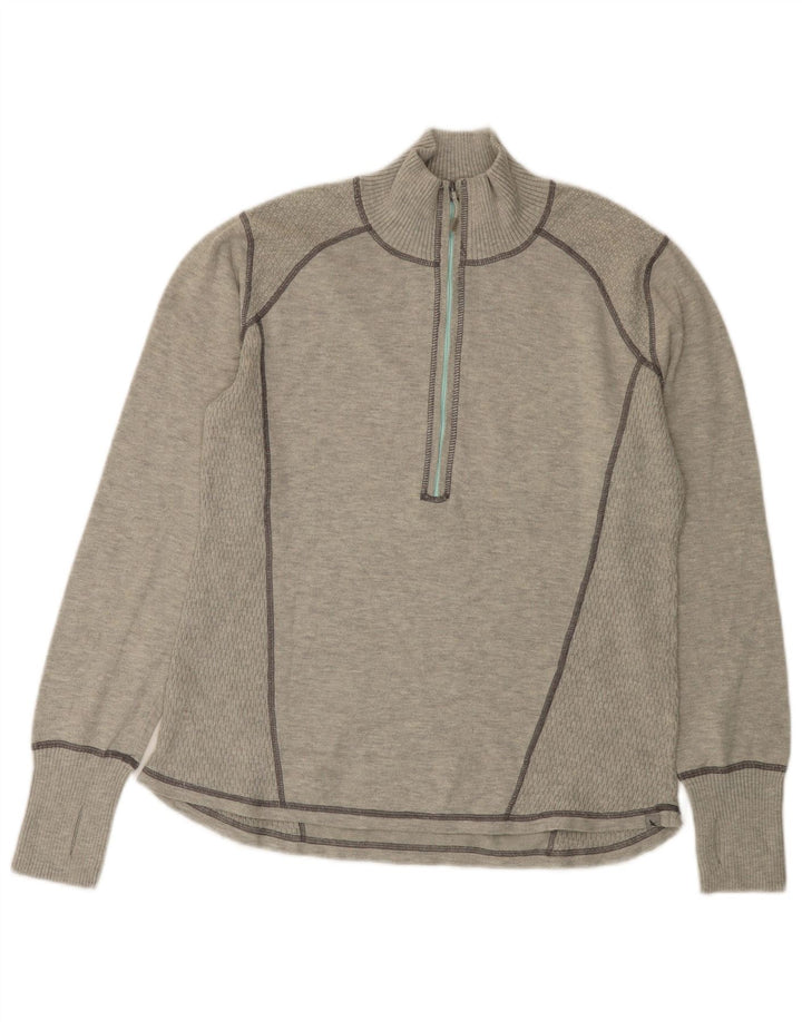 EDDIE BAUER Suéter feminino com zíper e gola em poliéster UK 18 XL cinza poliéster
