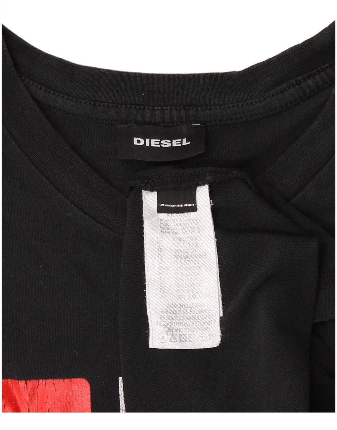DIESEL Camiseta masculina gráfica top pequeno algodão preto
