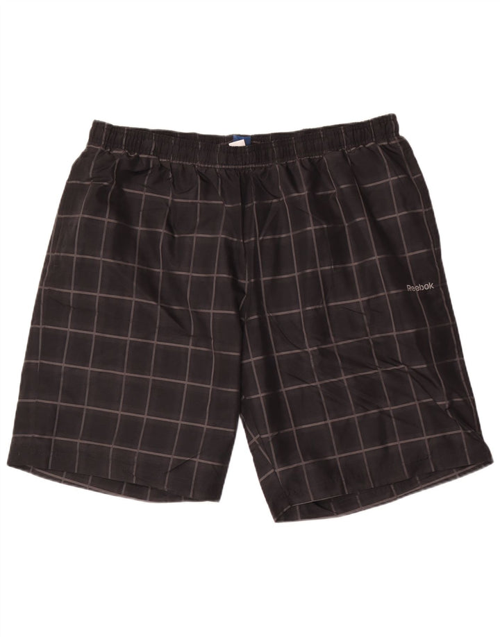 Shorts esportivos masculinos Reebok XL preto xadrez poliéster