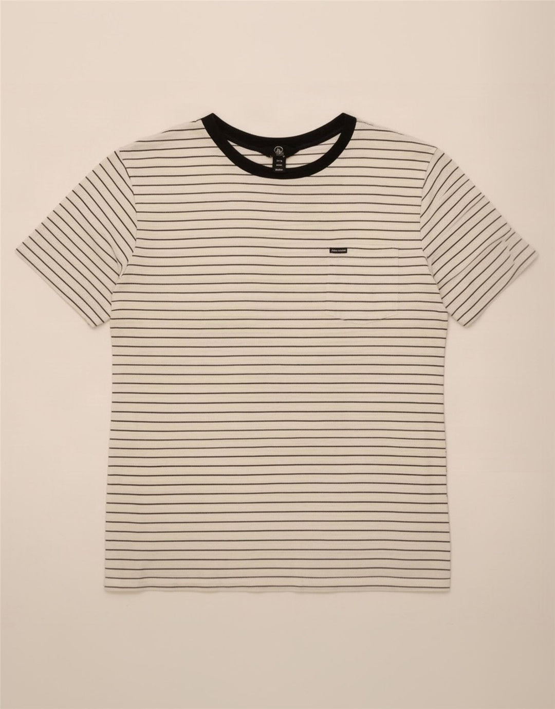 Volcom Mens T-Shirt Top Médio Algodão Listrado Branco
