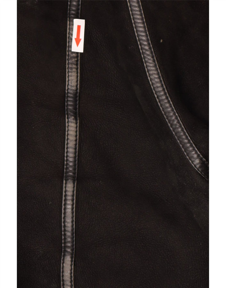 Jaqueta masculina vintage de shearling IT 50 grande shearling preto