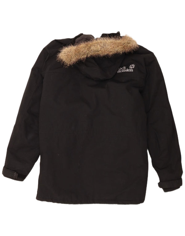 Jaqueta parka masculina com capuz Jack Wolfskin Reino Unido 44 2XL poliéster preto