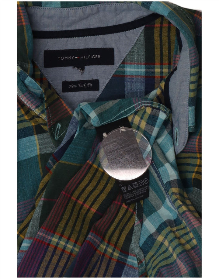 Camisa masculina Tommy Hilfiger XL turquesa xadrez algodão