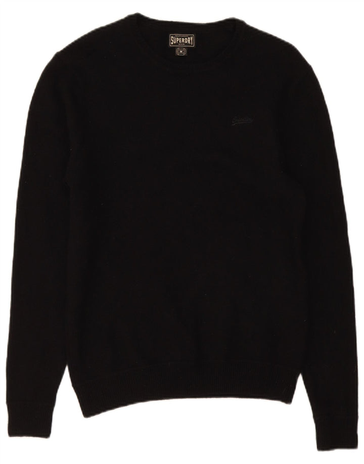 Suéter masculino Superdry com gola canoa médio de lã preta