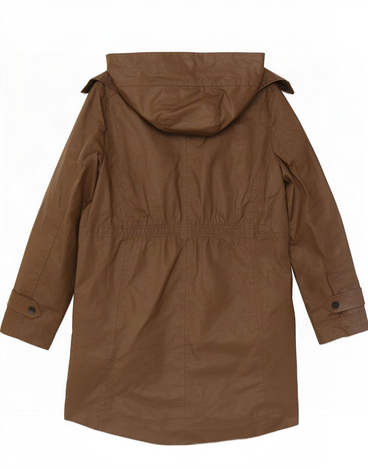 Jaqueta parka feminina com capuz Massimo Dutti Reino Unido 12 algodão bege médio